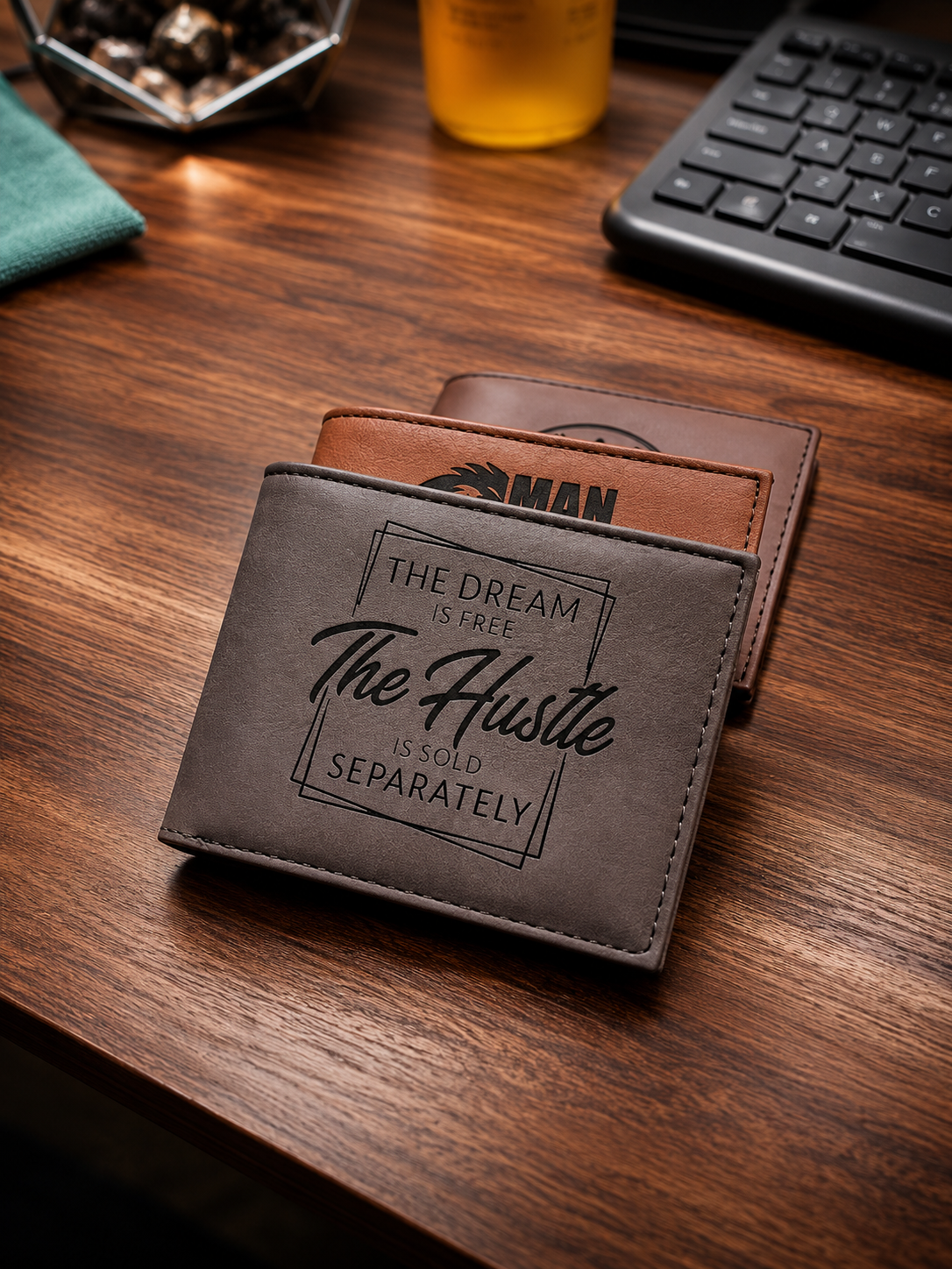 Laser engraved wallets